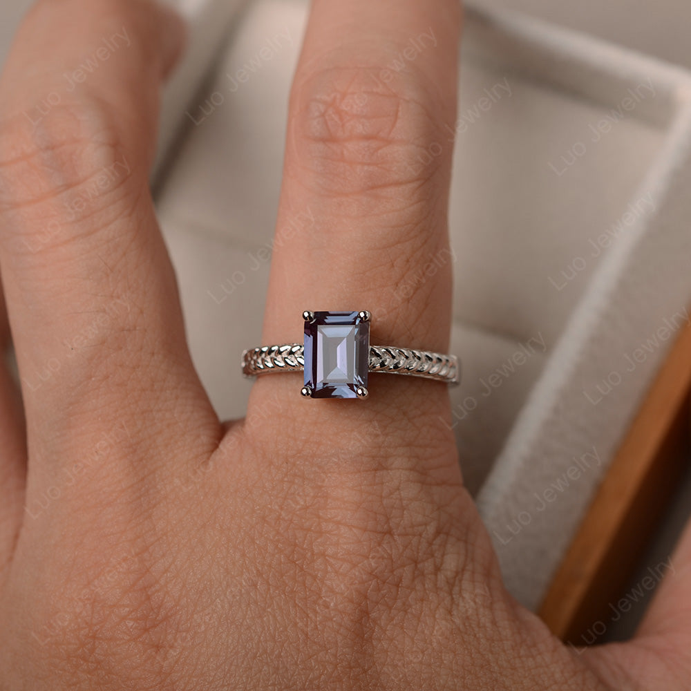 Woven Ring Alexandrite Solitaire Engagement Ring - LUO Jewelry