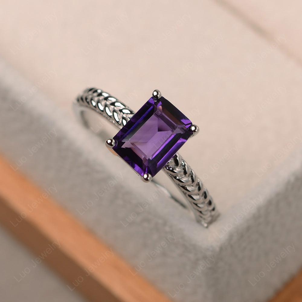 Woven Ring Amethyst Solitaire Engagement Ring - LUO Jewelry