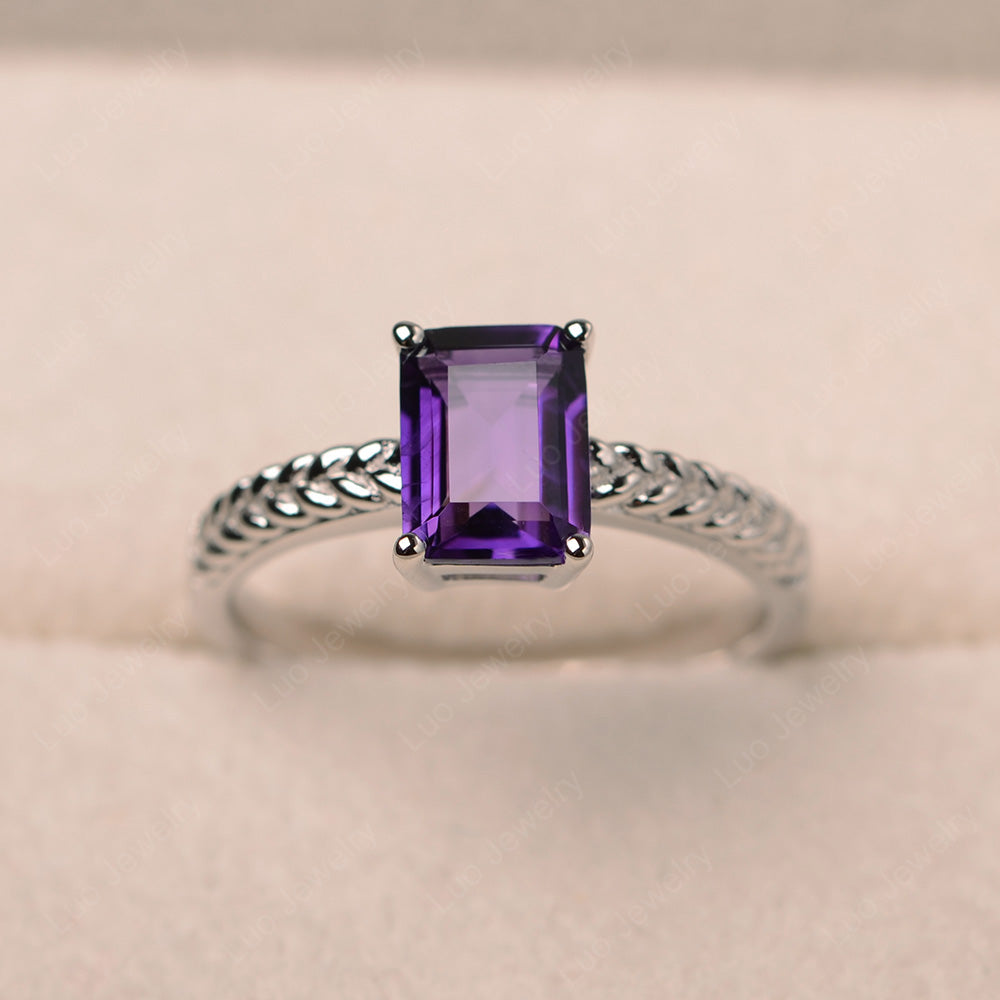 Woven Ring Amethyst Solitaire Engagement Ring - LUO Jewelry