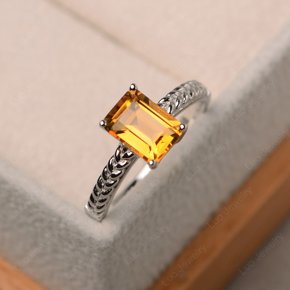 Woven Ring Citrine Solitaire Engagement Ring - LUO Jewelry