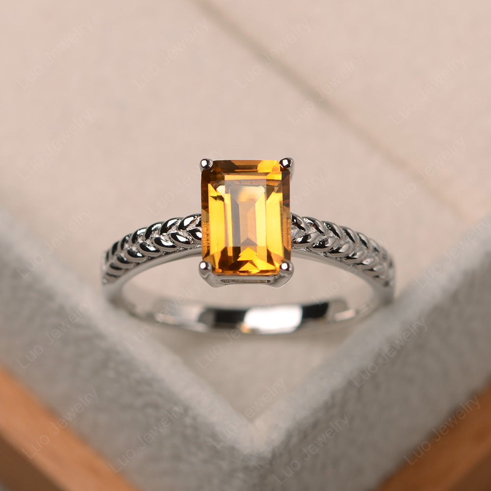 Woven Ring Citrine Solitaire Engagement Ring - LUO Jewelry