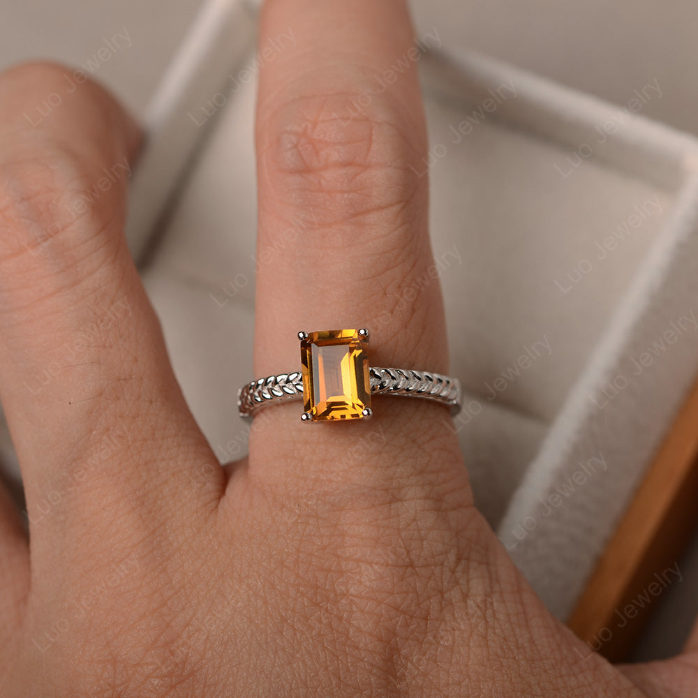 Woven Ring Citrine Solitaire Engagement Ring - LUO Jewelry