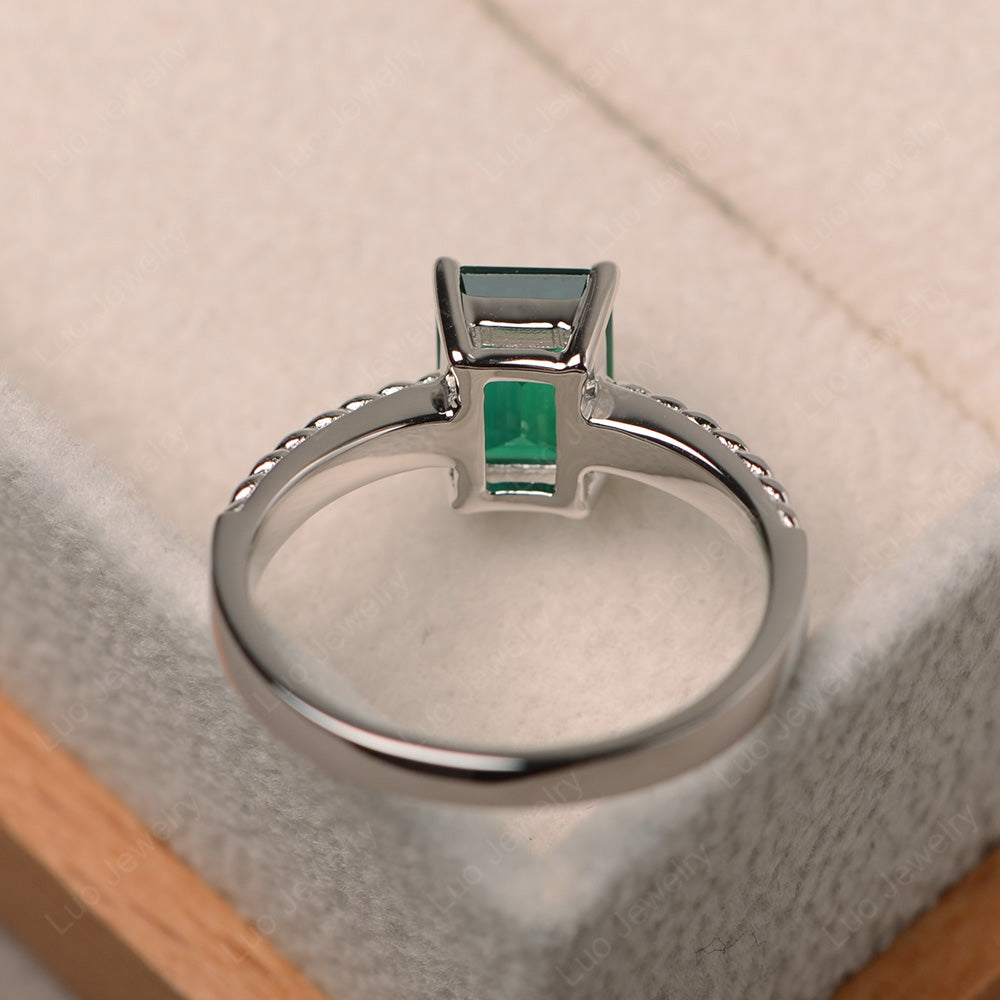 Woven Ring Lab Emerald Solitaire Engagement Ring - LUO Jewelry