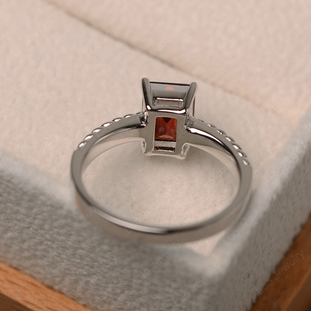 Woven Ring Garnet Solitaire Engagement Ring - LUO Jewelry
