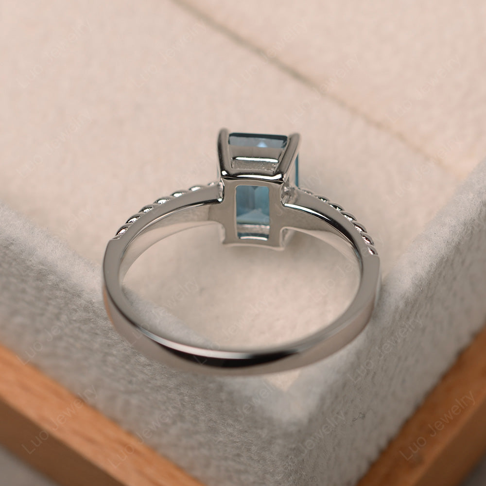 Woven Ring London Blue Topaz Solitaire Engagement Ring - LUO Jewelry