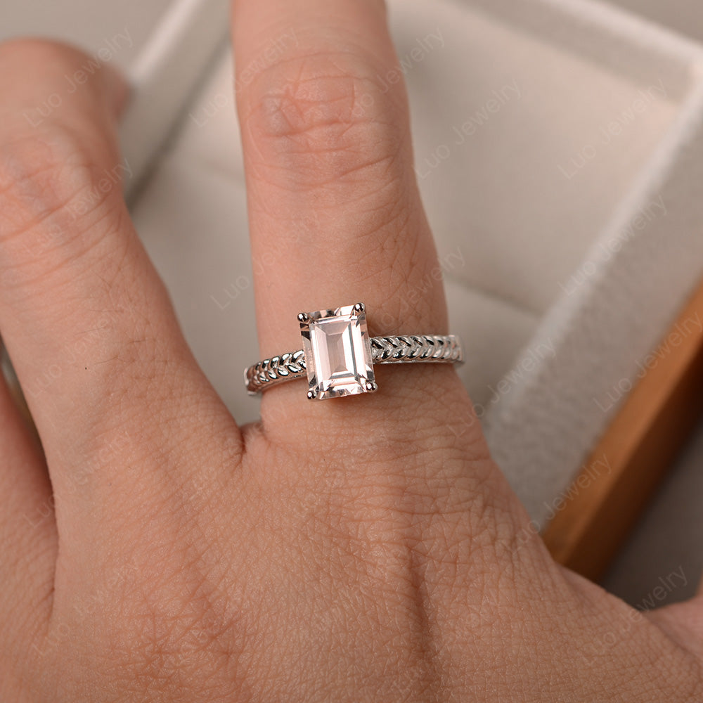 Woven Ring Morganite Solitaire Engagement Ring - LUO Jewelry