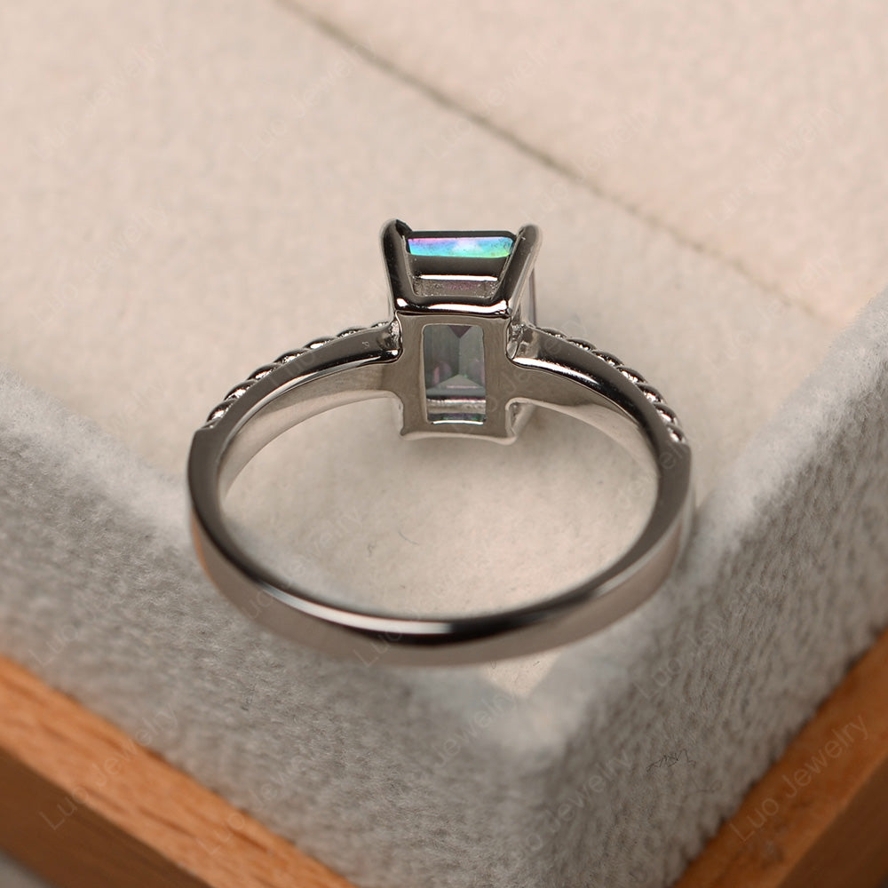 Woven Ring Mystic Topaz Solitaire Engagement Ring - LUO Jewelry