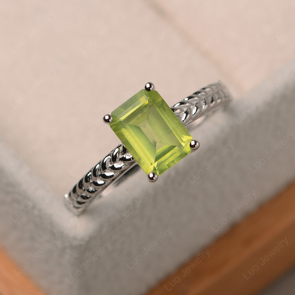 Woven Ring Peridot Solitaire Engagement Ring - LUO Jewelry