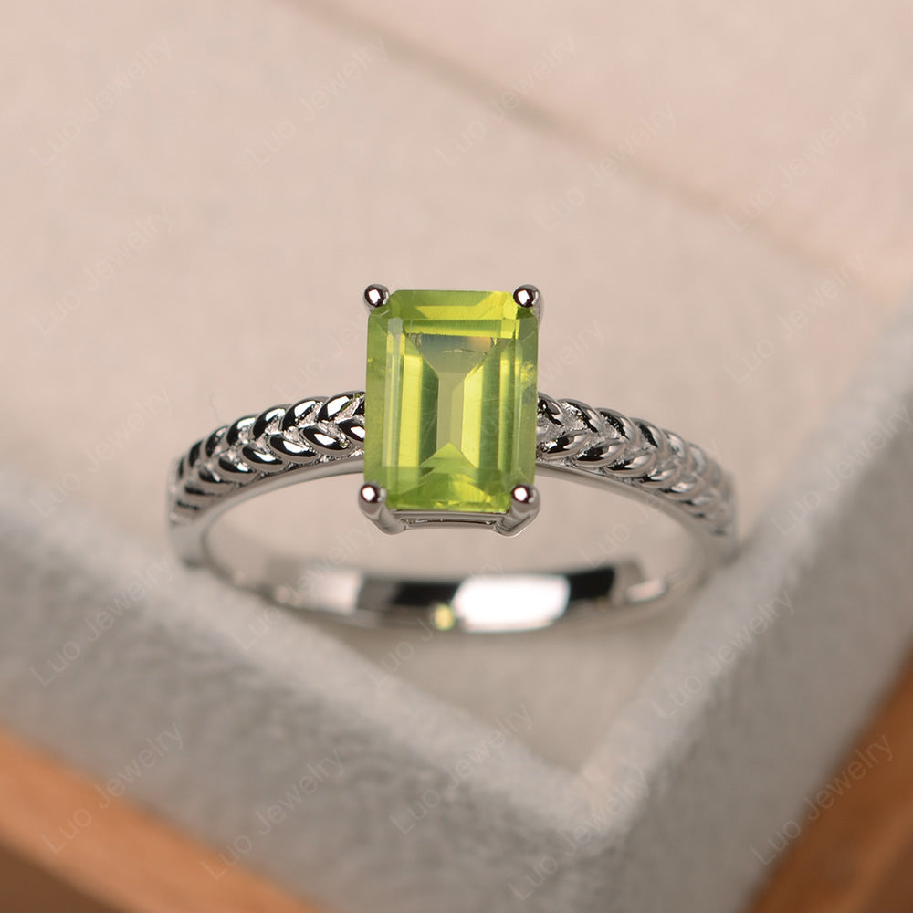 Woven Ring Peridot Solitaire Engagement Ring - LUO Jewelry