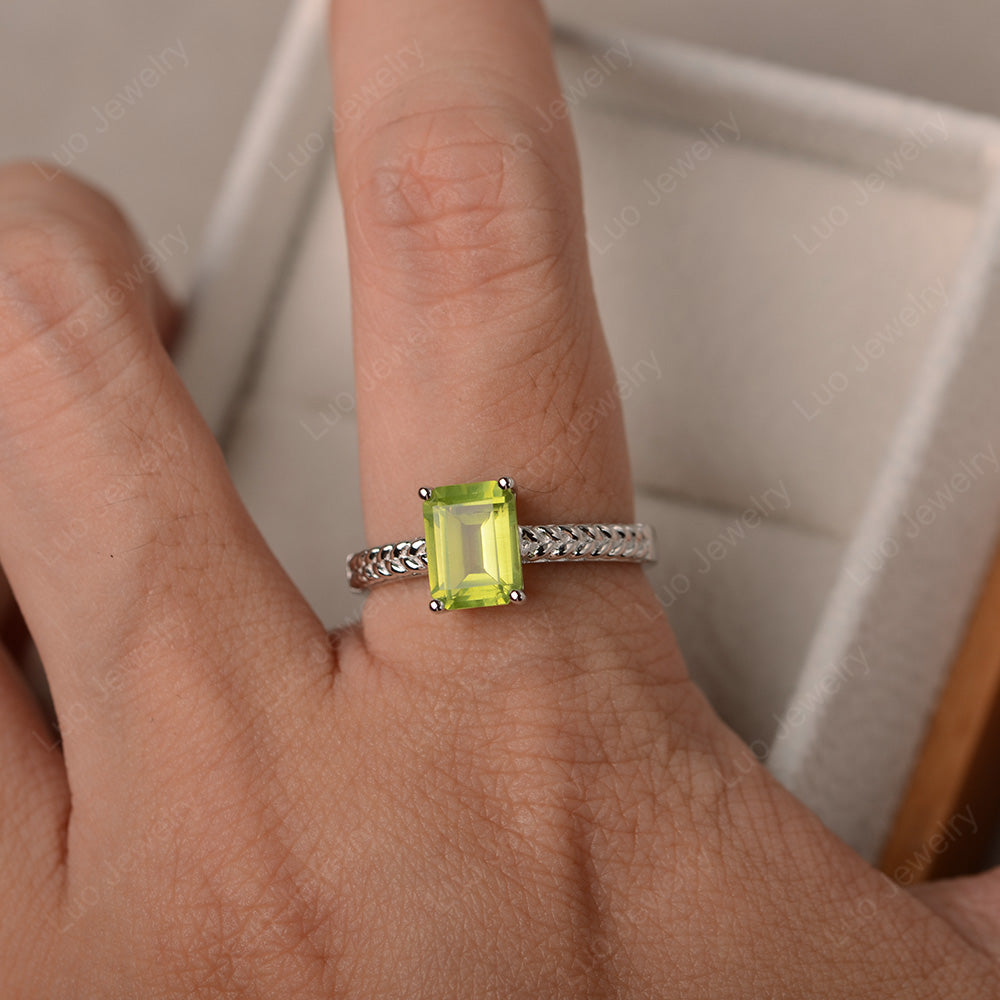 Woven Ring Peridot Solitaire Engagement Ring - LUO Jewelry