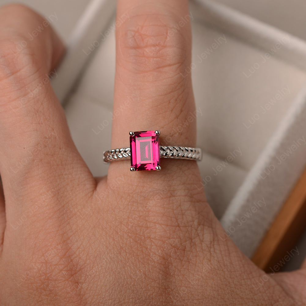Woven Ring Ruby Solitaire Engagement Ring - LUO Jewelry