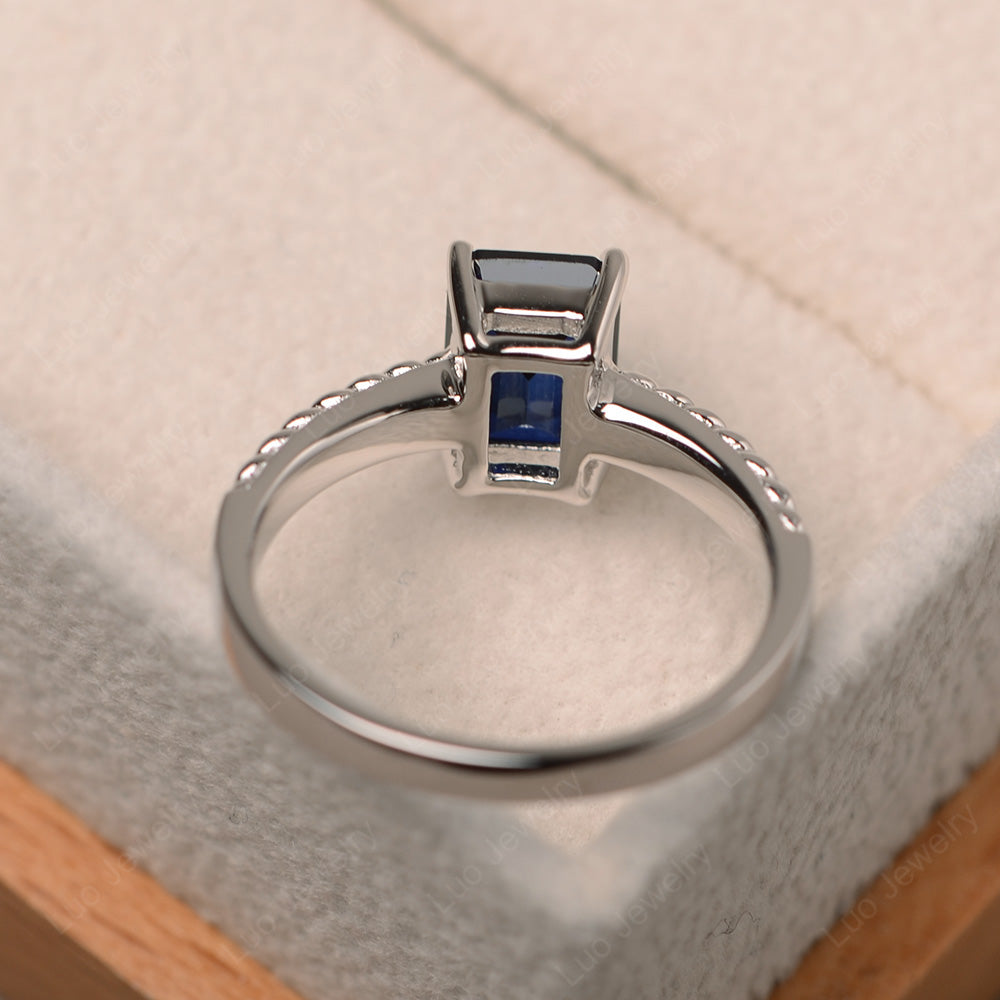 Woven Ring Lab Sapphire Solitaire Engagement Ring - LUO Jewelry