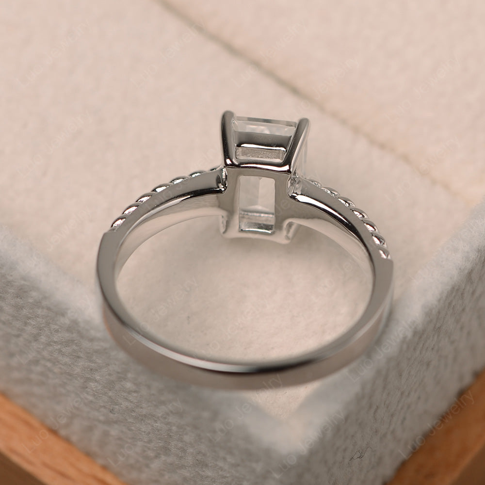 Woven Ring White Topaz Solitaire Engagement Ring - LUO Jewelry