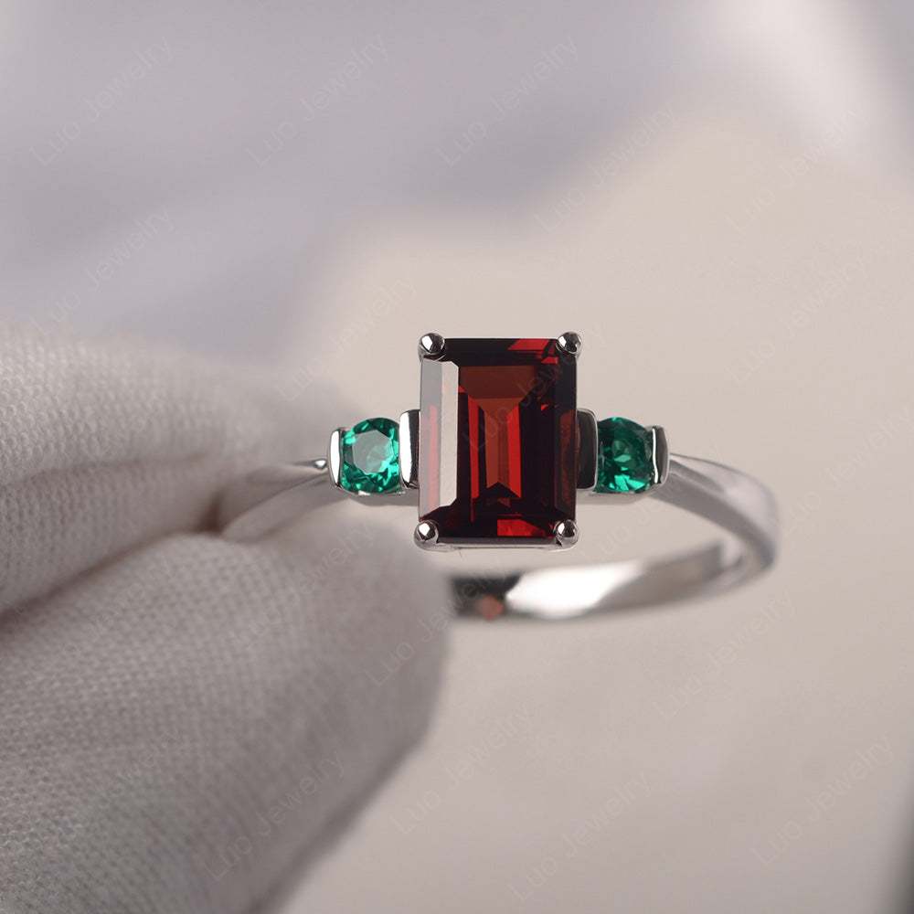 Garnet and Emerald Ring - LUO Jewelry