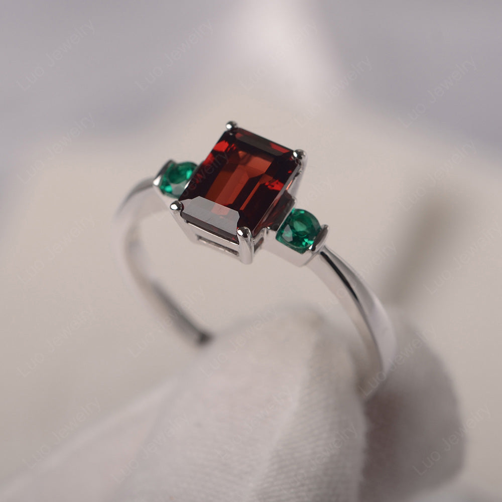 Garnet and Emerald Ring - LUO Jewelry