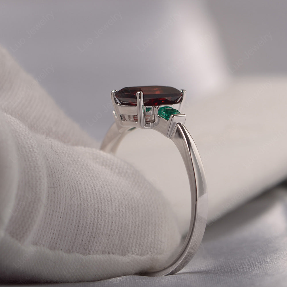 Garnet and Emerald Ring - LUO Jewelry