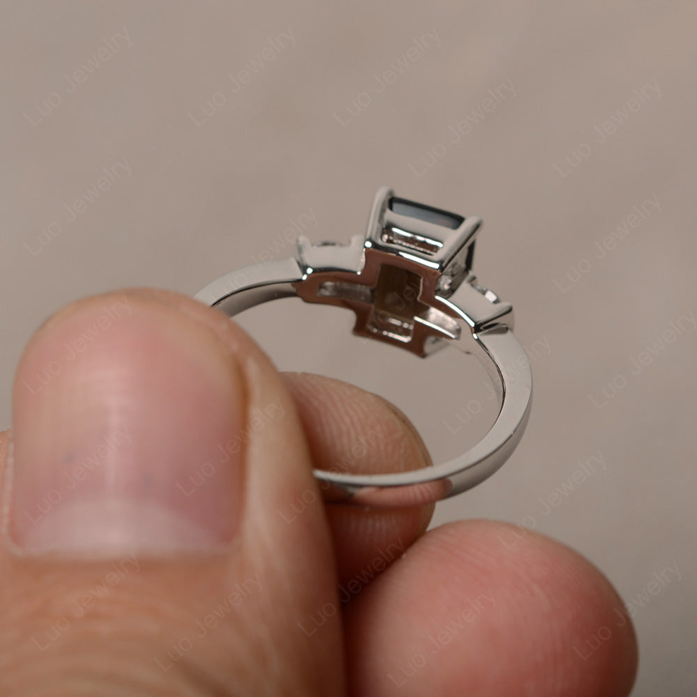 Emerald Cut Smoky Quartz  Wedding Ring Rose Gold - LUO Jewelry