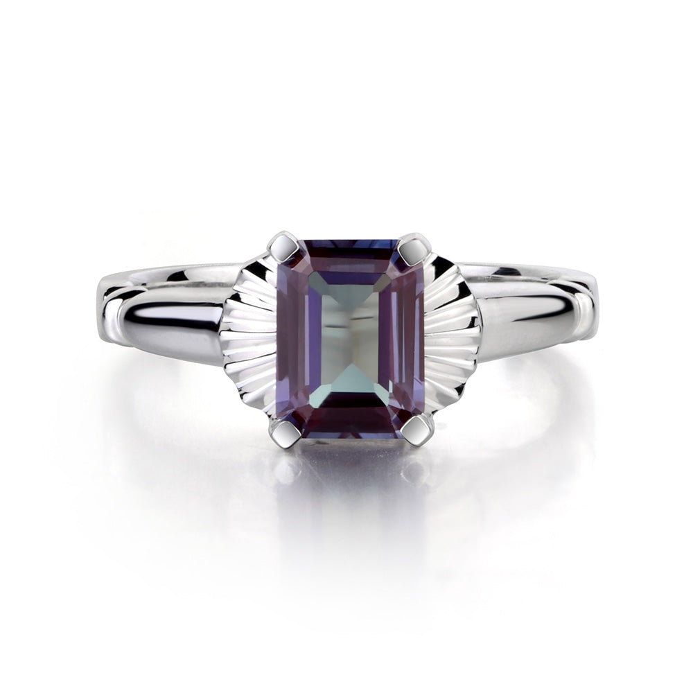 Vintage Emerald Cut Alexandrite Solitaire Ring - LUO Jewelry