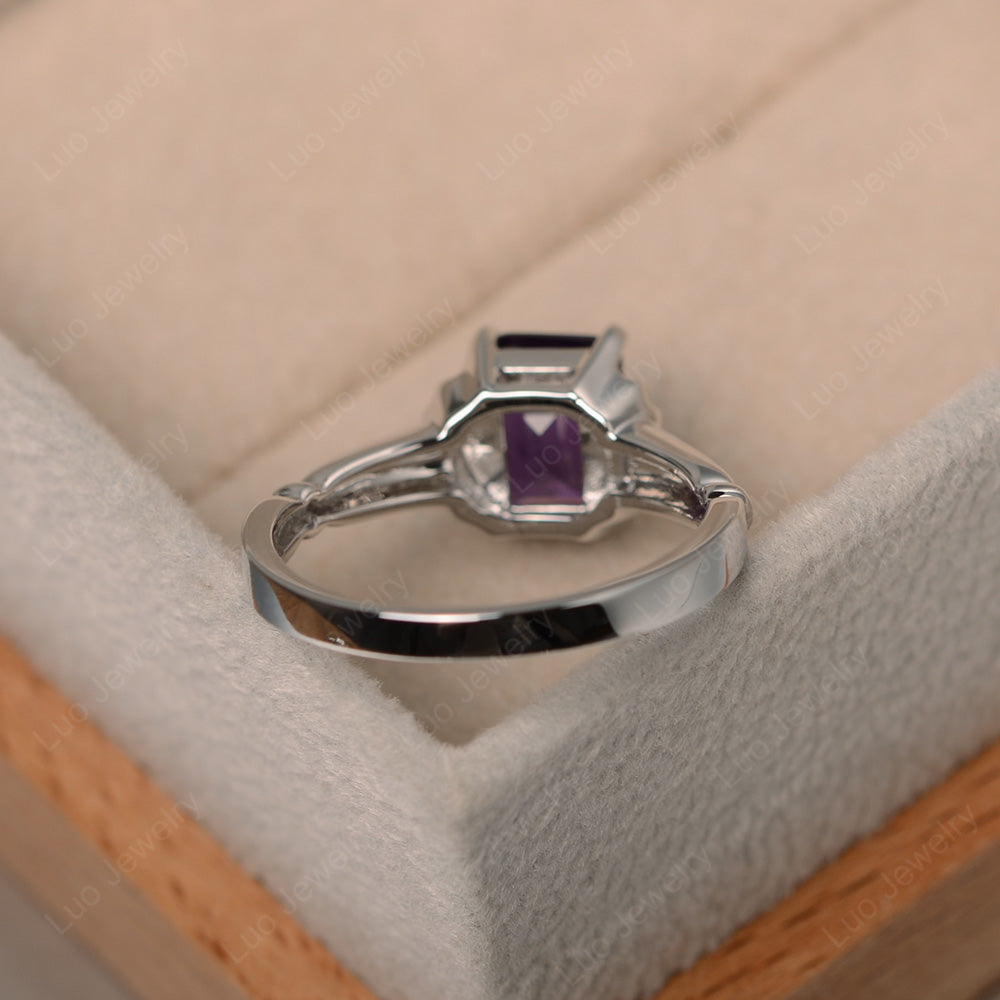 Vintage Emerald Cut Amethyst Solitaire Ring - LUO Jewelry