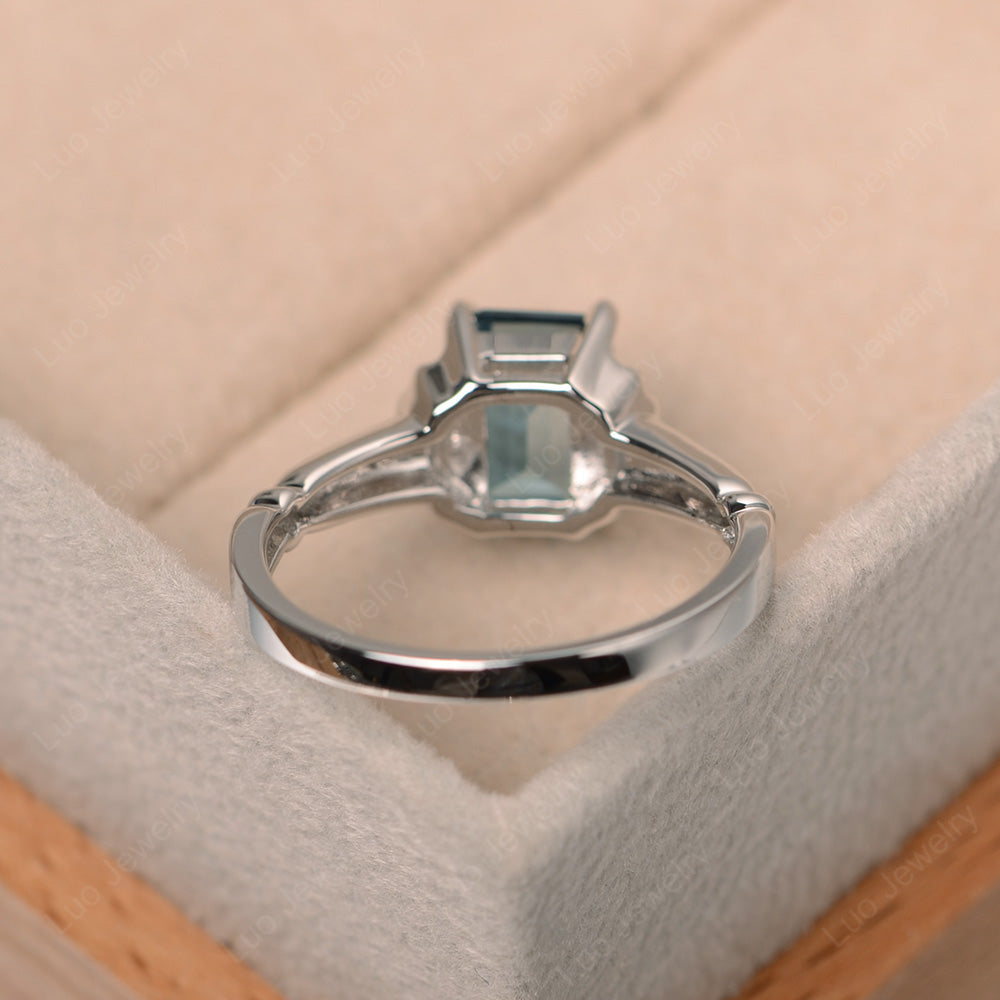 Vintage Emerald Cut London Blue Topaz Solitaire Ring - LUO Jewelry