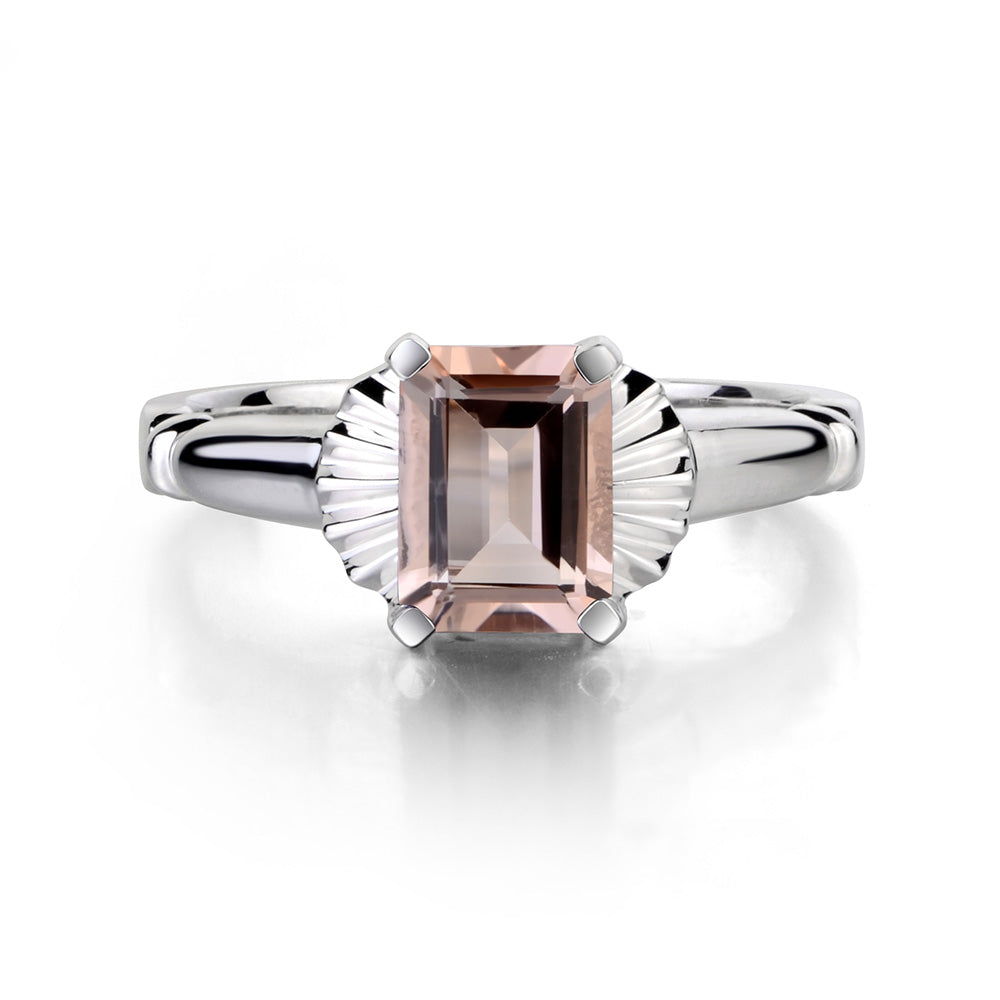 Vintage Emerald Cut Morganite Solitaire Ring - LUO Jewelry