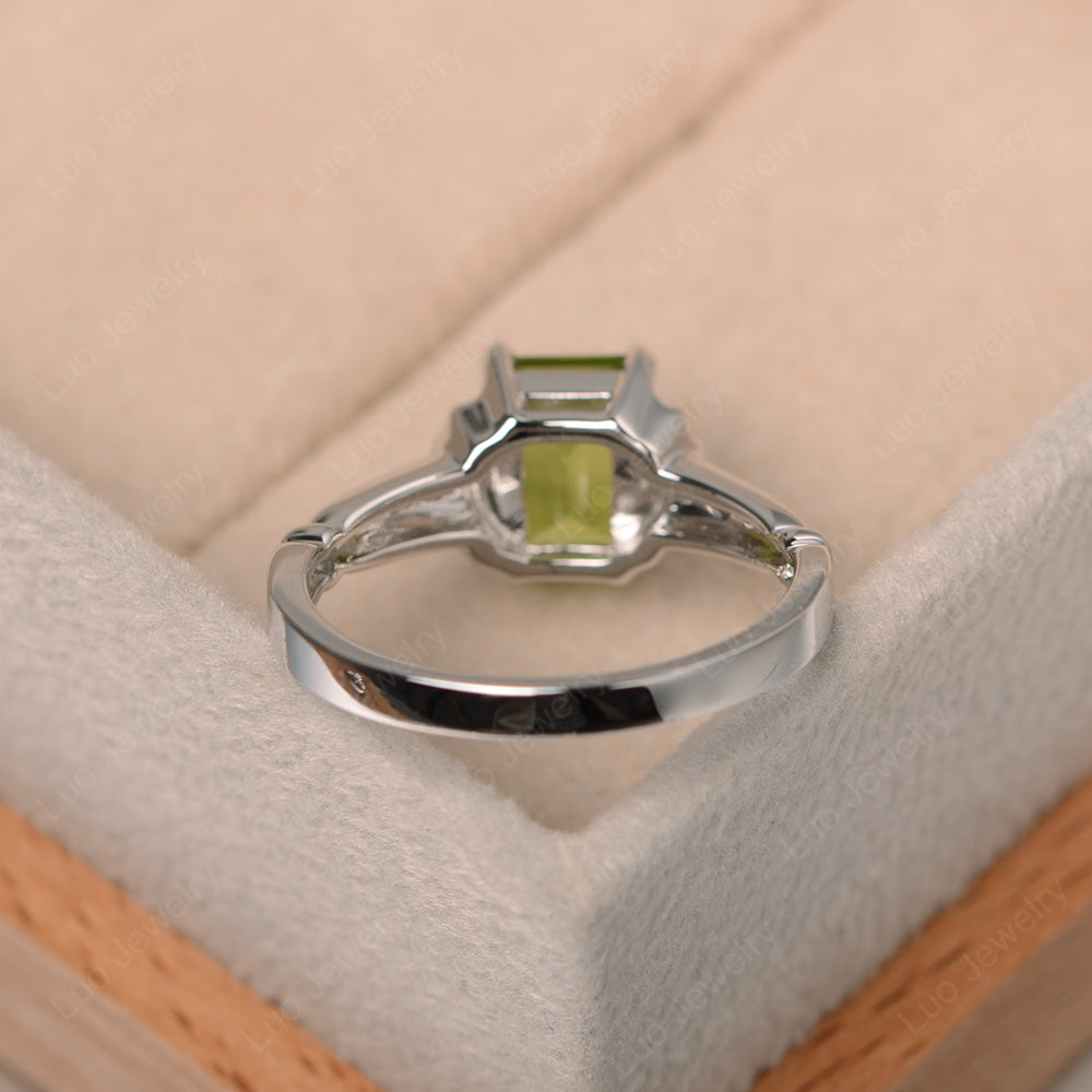 Vintage Emerald Cut Peridot Solitaire Ring - LUO Jewelry