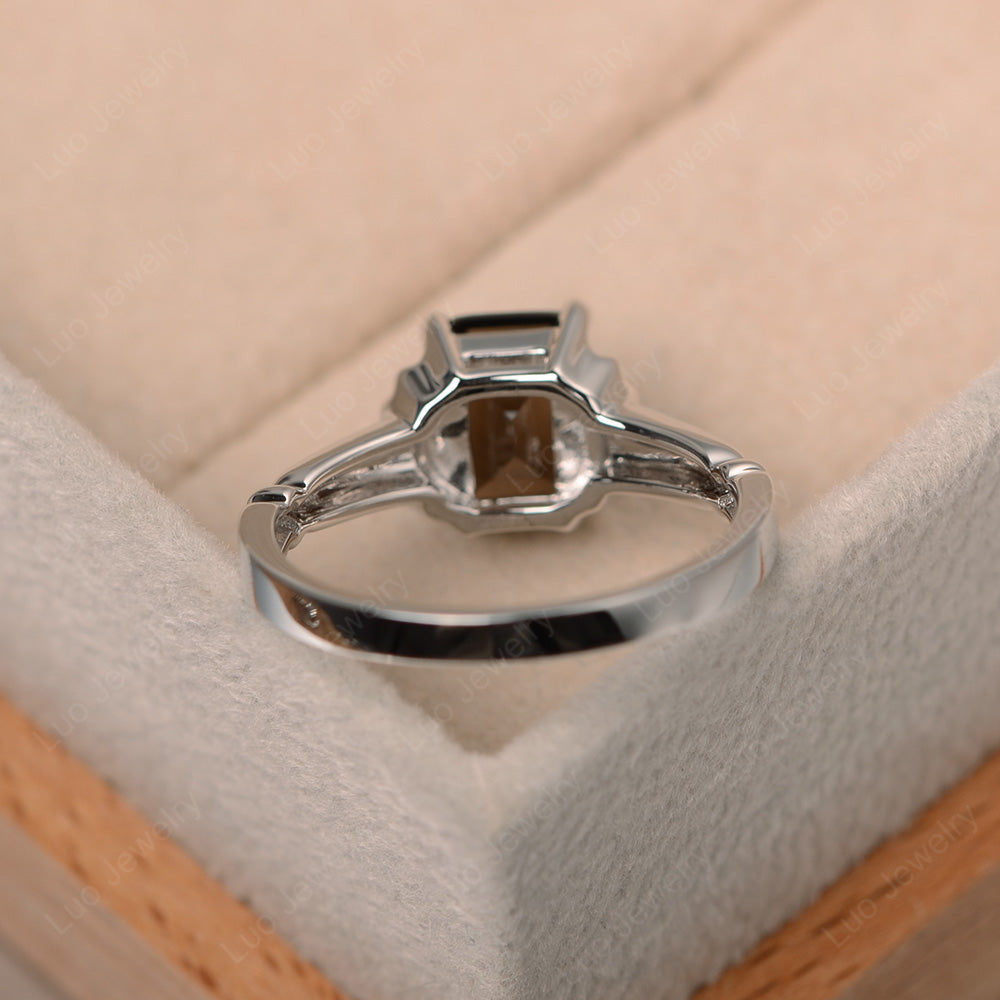 Vintage Emerald Cut Smoky Quartz  Solitaire Ring - LUO Jewelry