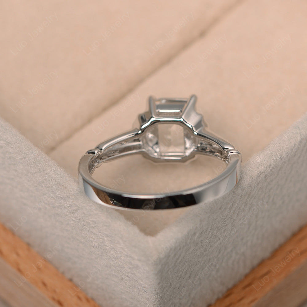 Vintage Emerald Cut White Topaz Solitaire Ring - LUO Jewelry