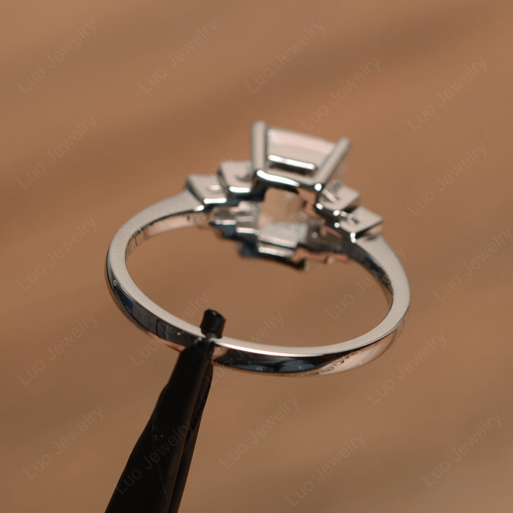 Emerald Cut White Topaz Promise Ring White Gold - LUO Jewelry
