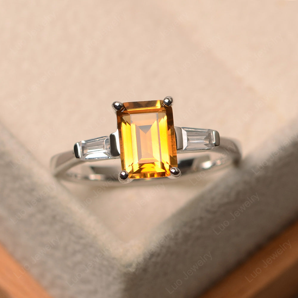 Emerald Cut Citrine Ring - LUO Jewelry
