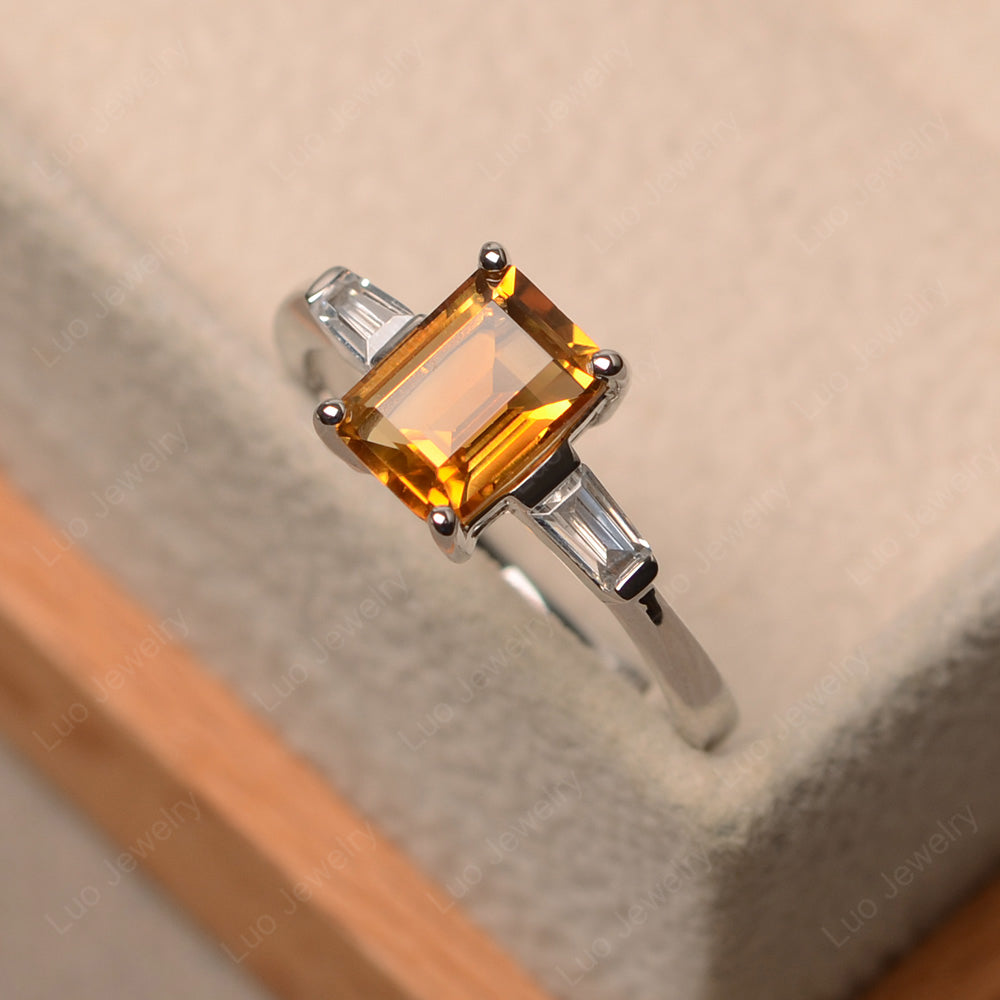 Emerald Cut Citrine Ring - LUO Jewelry