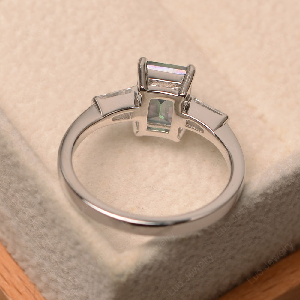 Emerald Cut Mystic Topaz Engagement Ring Silver - LUO Jewelry