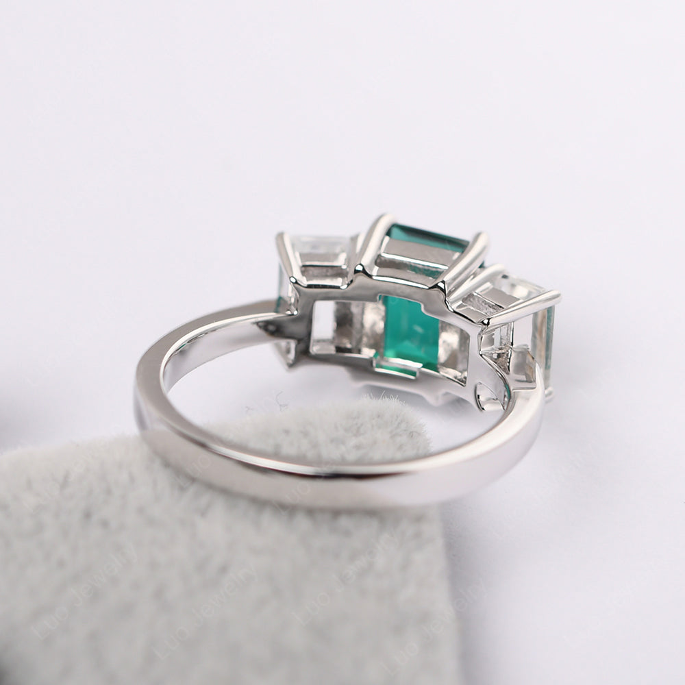 Emerald Cut Emerald 3 Stone Mothers Ring - LUO Jewelry