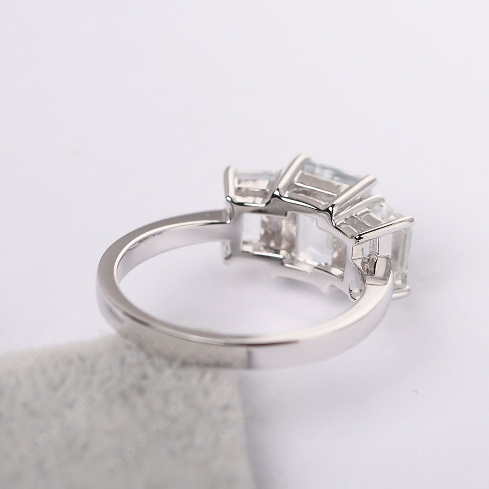 Emerald Cut White Topaz 3 Stone Mothers Ring - LUO Jewelry