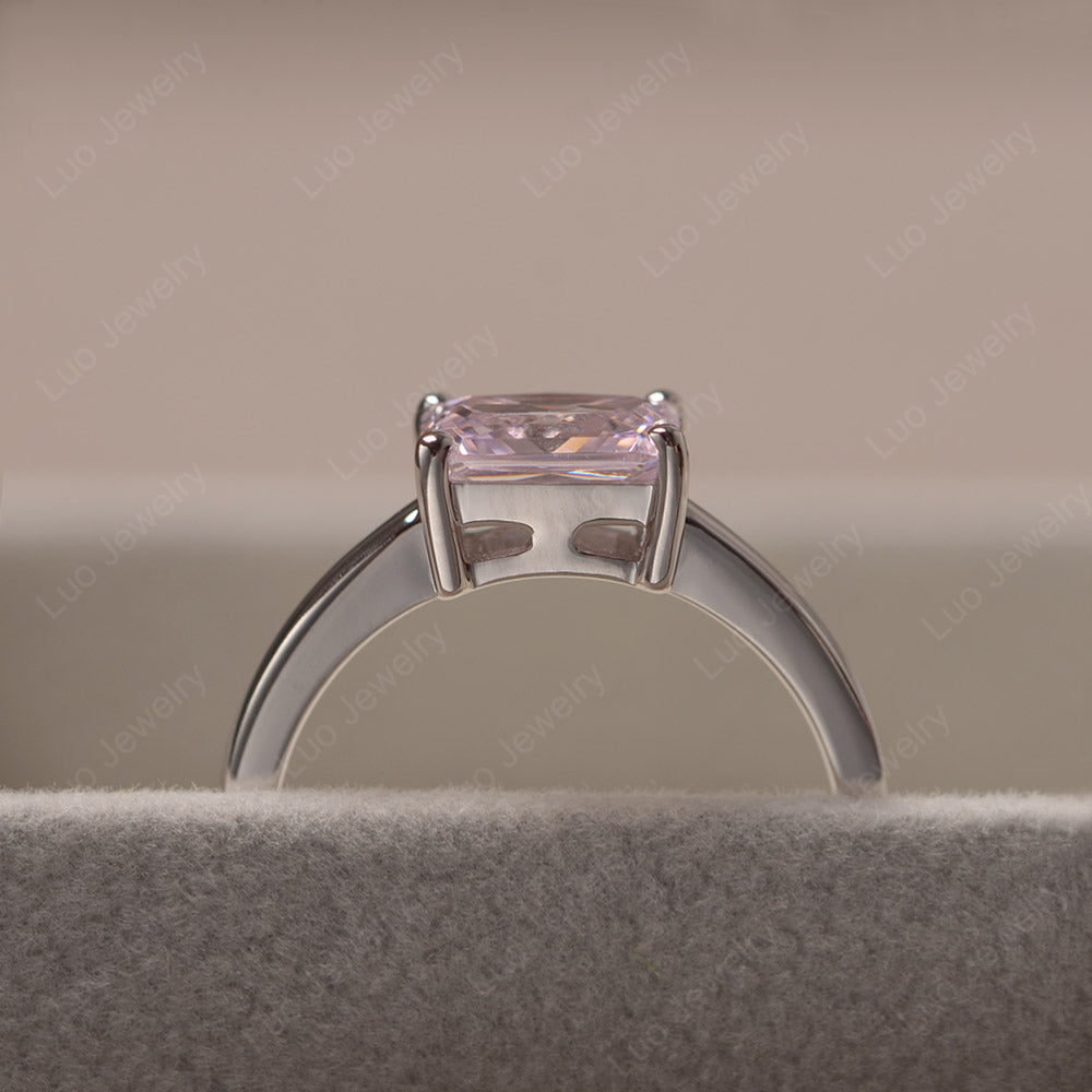 Horizontal Emerald Cut Cubic Zirconia Solitaire Ring - LUO Jewelry