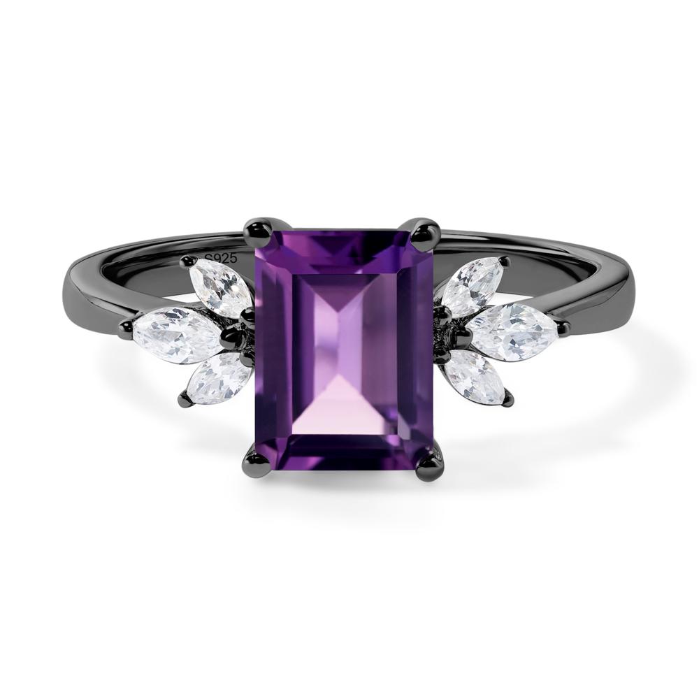 Amethyst Ring Emerald Cut Wedding Ring - LUO Jewelry #metal_black finish sterling silver