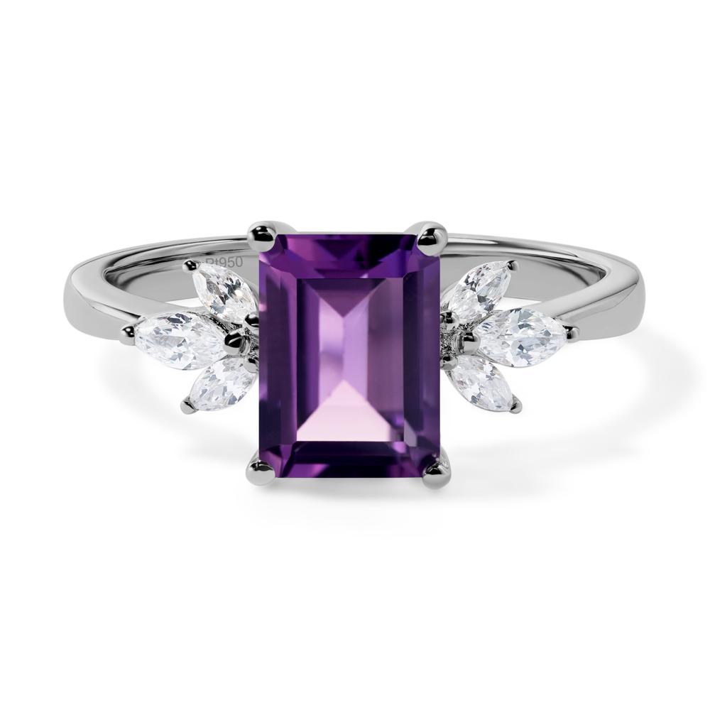 Amethyst Ring Emerald Cut Wedding Ring - LUO Jewelry #metal_platinum