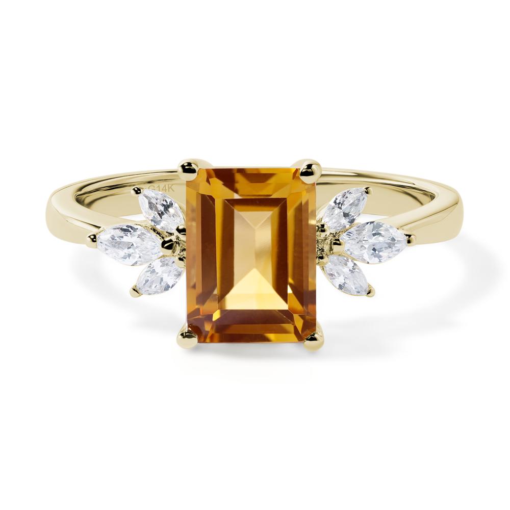 Citrine Ring Emerald Cut Wedding Ring - LUO Jewelry #metal_14k yellow gold