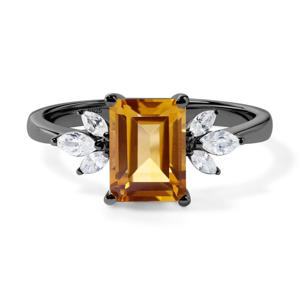 Citrine Ring Emerald Cut Wedding Ring - LUO Jewelry #metal_black finish sterling silver