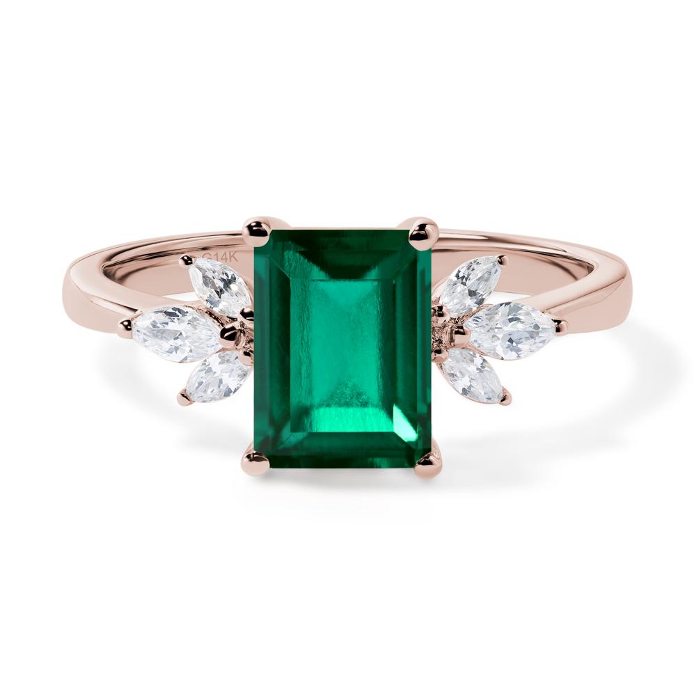 Emerald Ring Emerald Cut Wedding Ring - LUO Jewelry #metal_14k rose gold