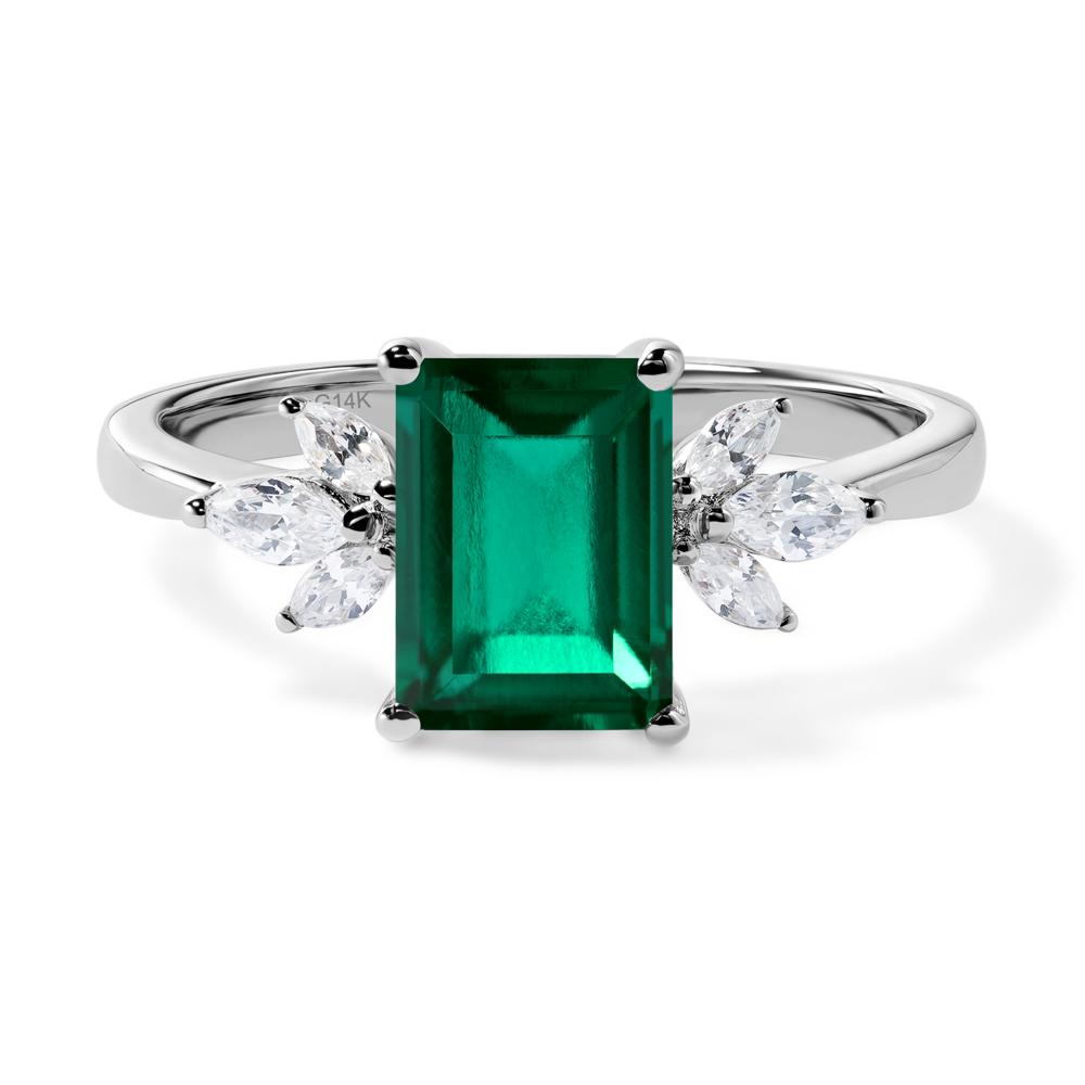 Emerald Ring Emerald Cut Wedding Ring - LUO Jewelry #metal_14k white gold