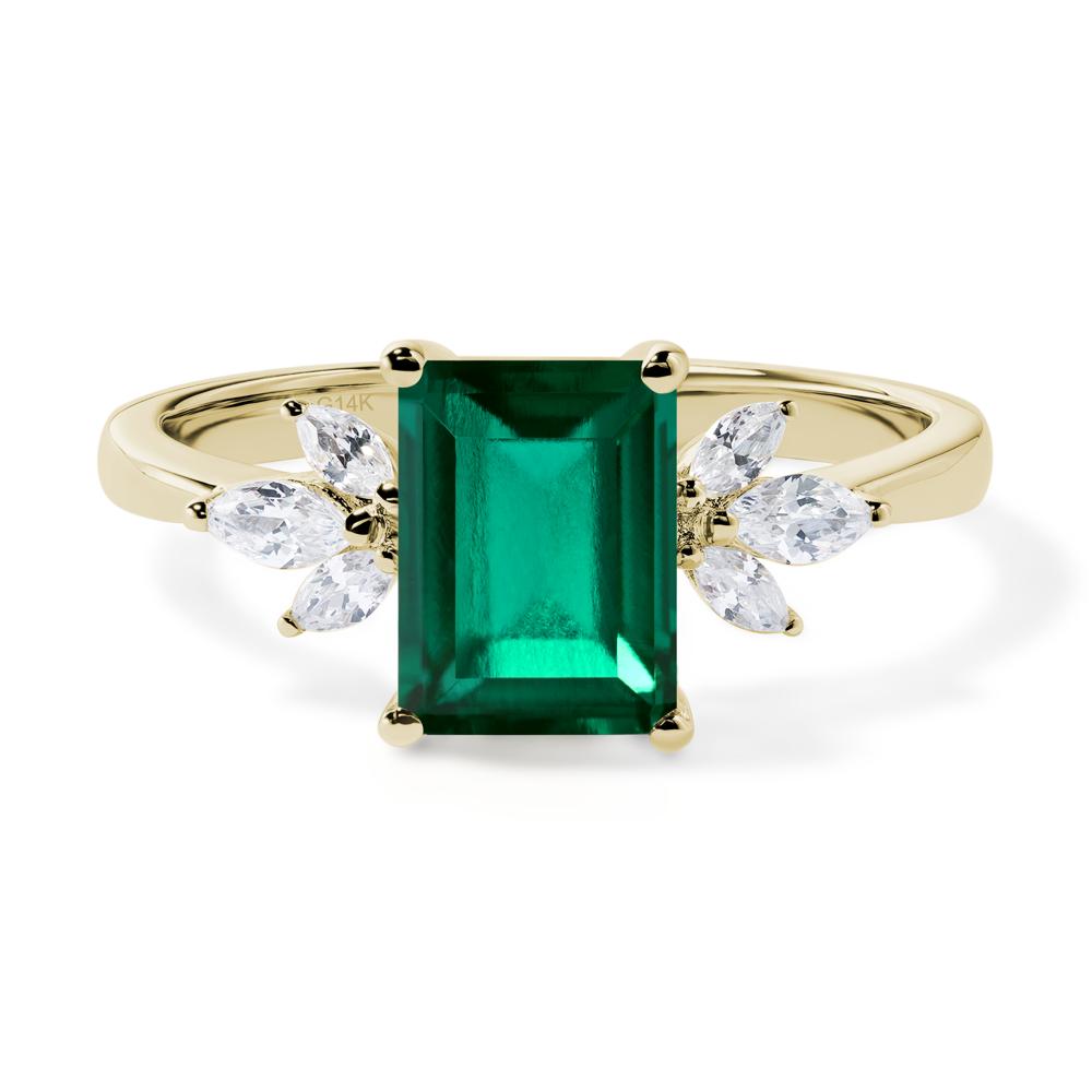 Emerald Ring Emerald Cut Wedding Ring - LUO Jewelry #metal_14k yellow gold