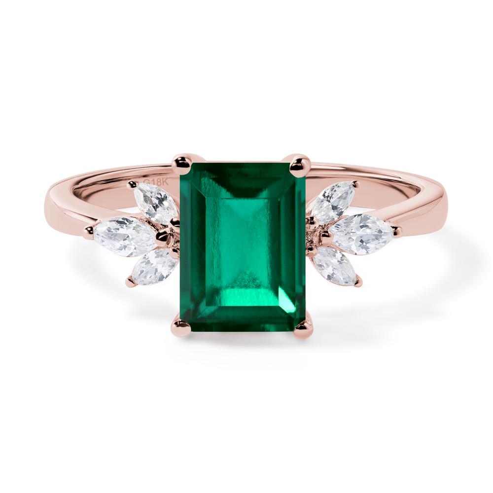 Emerald Ring Emerald Cut Wedding Ring - LUO Jewelry #metal_18k rose gold