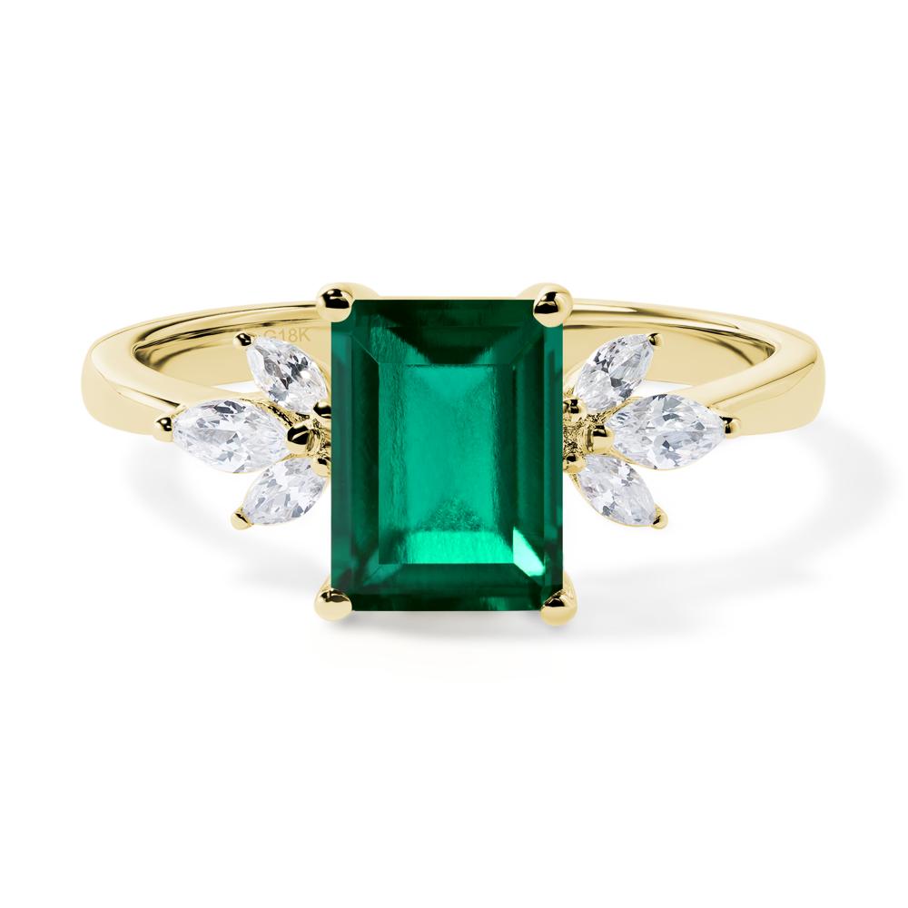 Emerald Ring Emerald Cut Wedding Ring - LUO Jewelry #metal_18k yellow gold