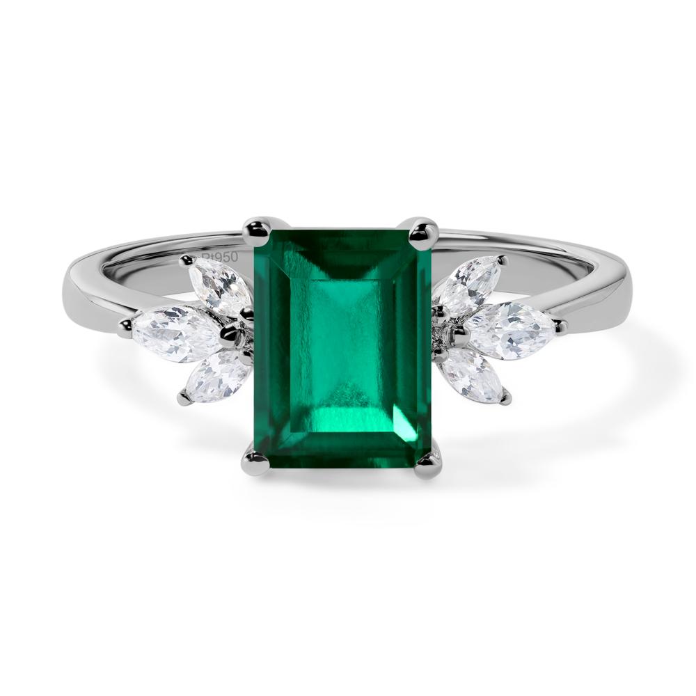 Emerald Ring Emerald Cut Wedding Ring - LUO Jewelry #metal_platinum
