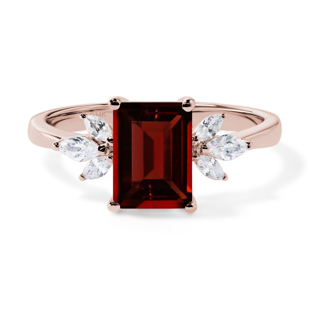 Garnet Ring Emerald Cut Wedding Ring - LUO Jewelry #metal_14k rose gold