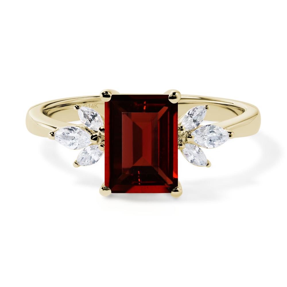 Garnet Ring Emerald Cut Wedding Ring - LUO Jewelry #metal_14k yellow gold