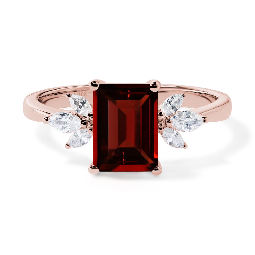 Garnet Ring Emerald Cut Wedding Ring - LUO Jewelry #metal_18k rose gold