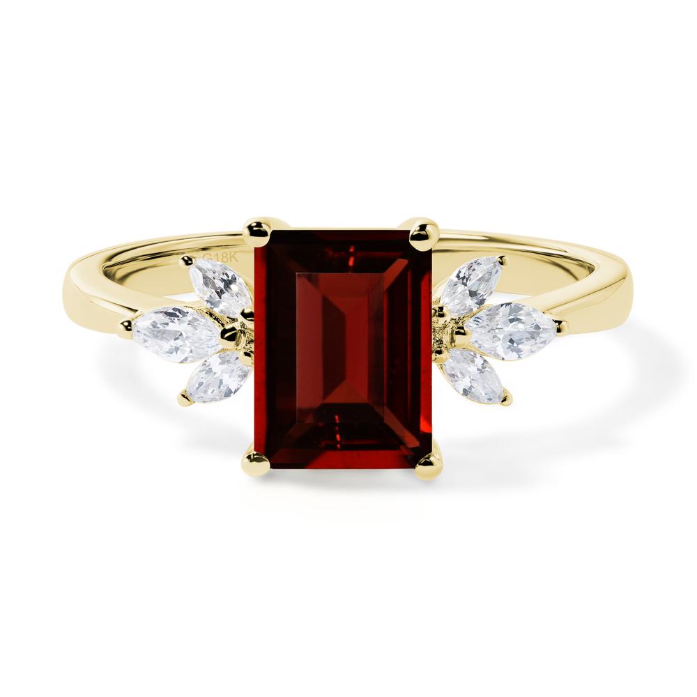 Garnet Ring Emerald Cut Wedding Ring - LUO Jewelry #metal_18k yellow gold