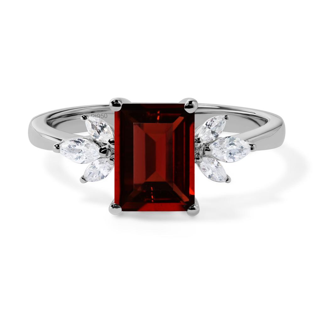 Garnet Ring Emerald Cut Wedding Ring - LUO Jewelry #metal_platinum